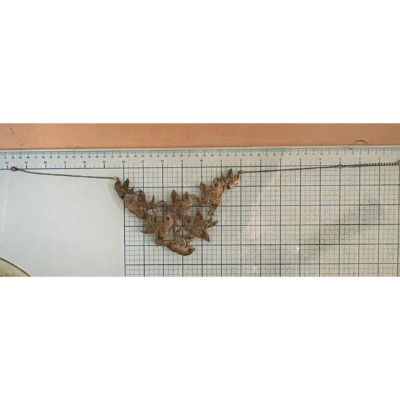 Brass Bird Bib Necklace VTG Granny Core Boho Core No Sig 70's - Picture 6 of 6